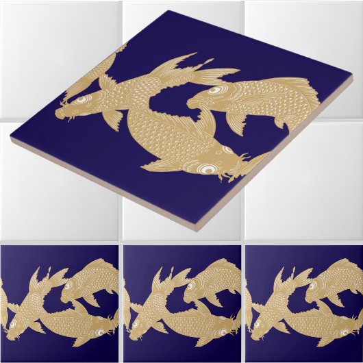 Japanese Koi Goldfish Frieze Pattern タイル