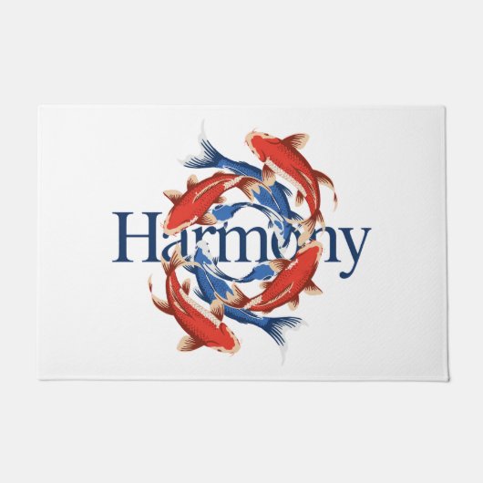 Japanese Koi Symbol of Harmony Balance ドアマット (正面)