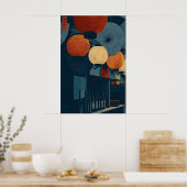 Japanese Lantern Wall Art - Graphic Night Market ポスター (キッチン)