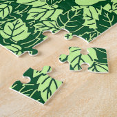 Japanese Leaf Print, Emerald and Lime Green ジグソーパズル (側面)