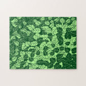 Japanese Leaf Print, Emerald and Lime Green ジグソーパズル (横)