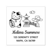 Japanese Lucky Cat, Maneki Neko Address 2 セルフインキングスタンプ (デザイン)