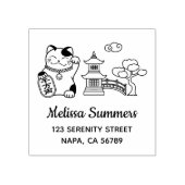 Japanese Lucky Cat, Maneki Neko Address 2 ラバースタンプ (インプリント)