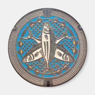 Japanese Manhole Cover Arts -Himi Yellowtail マグネット