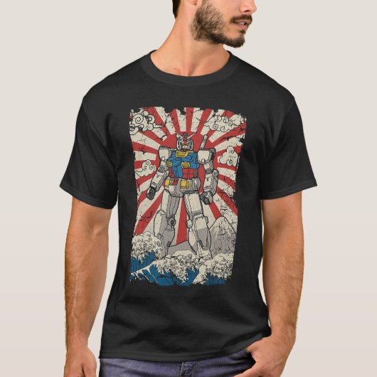Japanese Mecha Anime Robot Kanagawa Great Wave Man Tシャツ (正面)