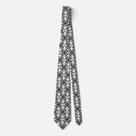 Japanese Medallion Pattern, Black and White ネクタイ (正面)