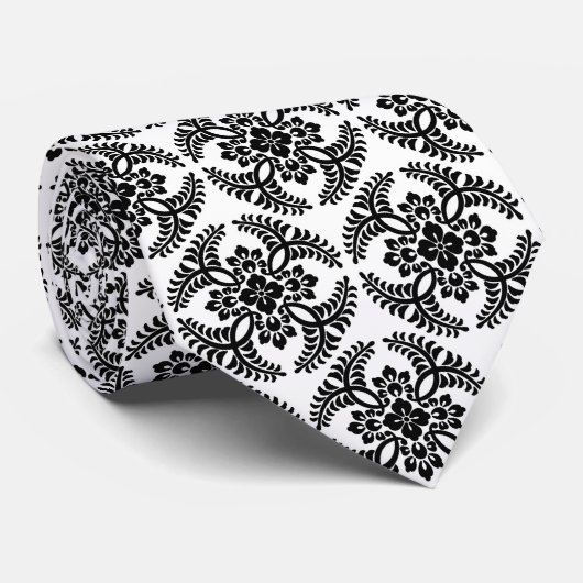 Japanese Medallion Pattern, Black and White ネクタイ (ロール)