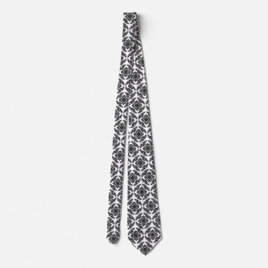 Japanese Medallion Pattern, Black and White ネクタイ (裏面)