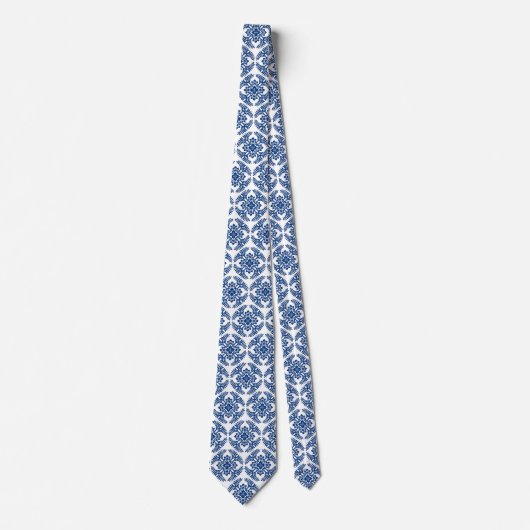 Japanese Medallion Pattern, Cobalt Blue and White ネクタイ (正面)