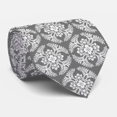 Japanese Medallion Pattern, Gray / Grey & White ネクタイ (ロール)