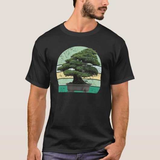 Japanese Men And Women Sunset Japan Retro Bonsai T Tシャツ (正面)