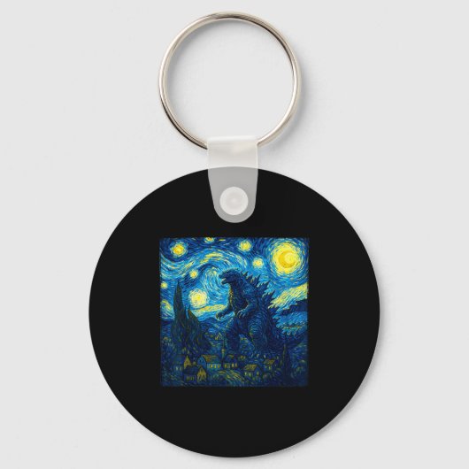 Japanese Monster Kaiju Van Gogh Starry Night  キーホルダー (正面)