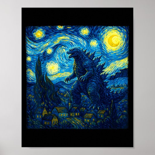 Japanese Monster Kaiju Van Gogh Starry Night  ポスター (正面)
