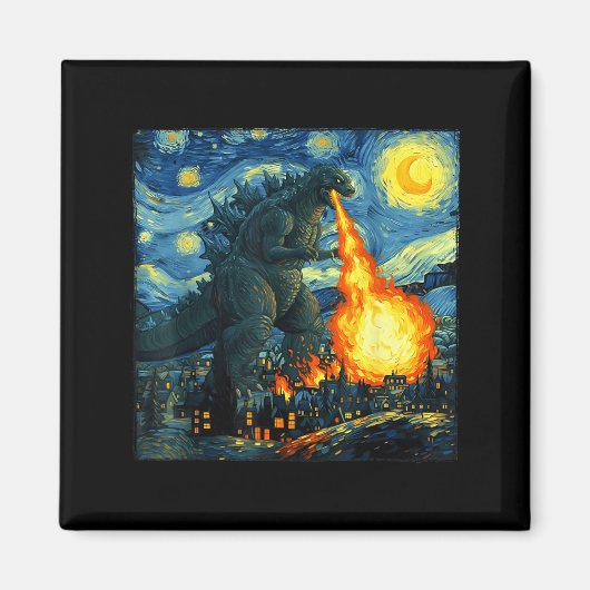 Japanese Monster Kaiju Van Gogh Starry Night マグネット (正面)