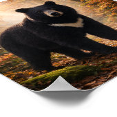 Japanese Moon Bear in Autumn Forest – Art Print ポスター (角)