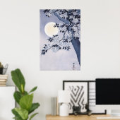 Japanese Moon Cherry Blossom Art  Vintage Sakura ポスター (ホームオフィス)