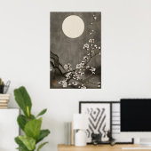 Japanese Moon Cherry Blossom Wall Art Print ポスター (ホームオフィス)