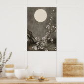 Japanese Moon Cherry Blossom Wall Art Print ポスター (キッチン)