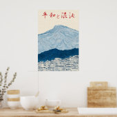 Japanese Mountain & City Art Print – Minimalist ポスター (キッチン)