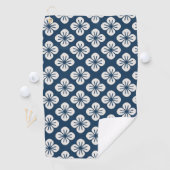 Japanese Navy Blue Ivory Floral Geometric Pattern ゴルフタオル (インサイチュ)