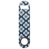Japanese Navy Blue Ivory Floral Geometric Pattern スピード栓抜き (裏面)