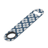 Japanese Navy Blue Ivory Floral Geometric Pattern スピード栓抜き (裏面アングル)