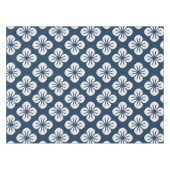 Japanese Navy Blue Ivory Floral Geometric Pattern テーブルクロス (正面(横))