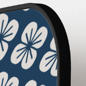 Japanese Navy Blue Ivory Floral Geometric Pattern ピックルボールラケット (左詳細)