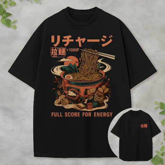 Japanese Noodle Bowl Graphic Recharge +100HP Tシャツ