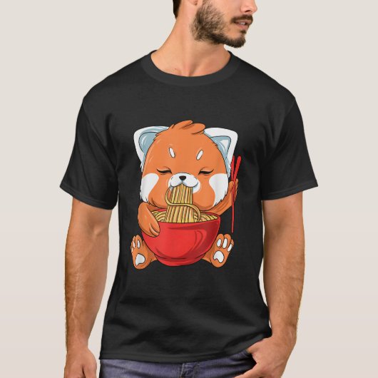 Japanese Noodles Red Panda Eating Ra Tシャツ (正面)