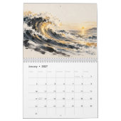 Japanese Ocean Waves in Ink and Gold カレンダー (1月 2027)