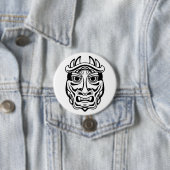 Japanese Oni Mask Tribal Demon Line Art 缶バッジ (インサイチュ)