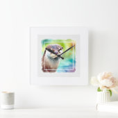 Japanese Otter in Tranquil Waters 040924AREF130 -  スクエア壁時計 (ホーム)
