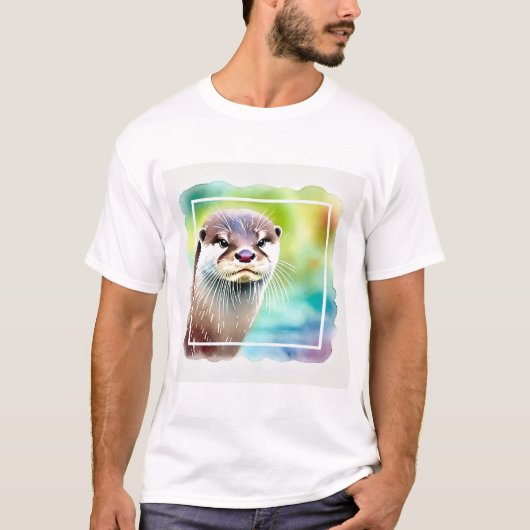 Japanese Otter in Tranquil Waters 040924AREF130 -  Tシャツ (正面)
