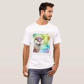 Japanese Otter in Tranquil Waters 040924AREF130 -  Tシャツ (正面フル)