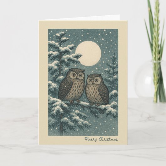 Japanese Owls - Christmas Card カード (正面)