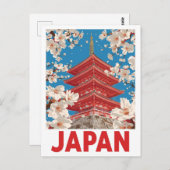 Japanese Pagoda Cherry Blossom ポストカード (正面/裏面)