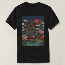 Japanese Pagoda Dragon Sunset Tシャツ
