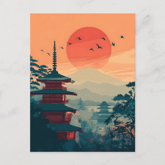 Japanese Pagoda vintage ポストカード (正面)