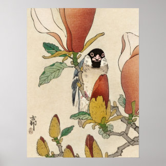 Japanese painting by koson ohara, 小原古邨の日本画 ポスター