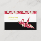 Japanese pattern red origami crane business card 名刺 (正面)