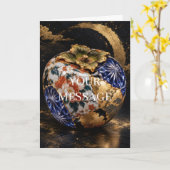 Japanese Persimmon Gold Art Personalized Card カード (黄色い花)