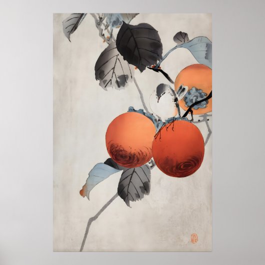 Japanese Persimmon Painting Print Vintage ポスター (正面)