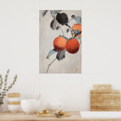 Japanese Persimmon Painting Print Vintage ポスター (キッチン)