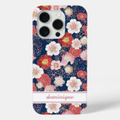 Japanese Pink Floral Pattern Monogrammed Case-Mate iPhoneケース (裏面)