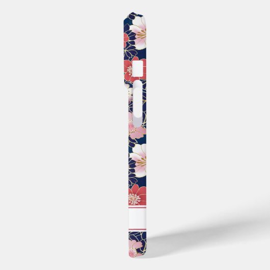 Japanese Pink Floral Pattern Monogrammed Case-Mate iPhoneケース (裏面 / 左)