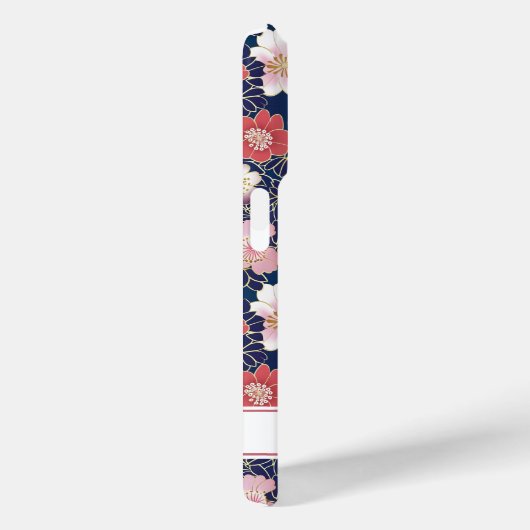 Japanese Pink Floral Pattern Monogrammed Case-Mate iPhoneケース (裏面 / 右)
