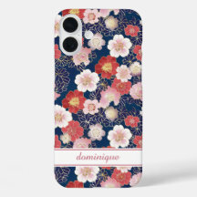 Japanese Pink Floral Pattern Monogrammed