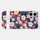 Japanese Pink Floral Pattern Monogrammed Case-Mate iPhoneケース (裏面 (横))