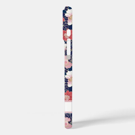 Japanese Pink Floral Pattern Monogrammed Case-Mate iPhoneケース (裏面 / 左)